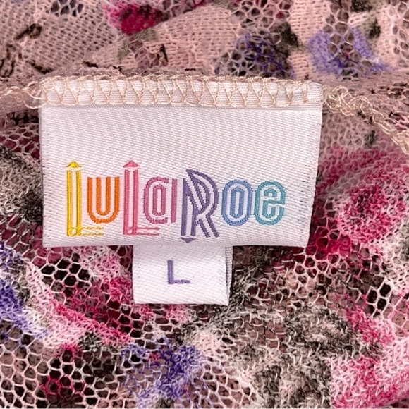 LARGE LULAROE PINK FLORAL LACE SHRUG FLOWY OPEN FRONT - Picture 8 of 11